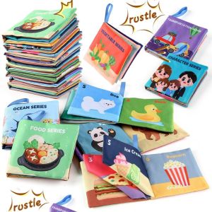 Cloth Books for Babies Soft Books with Crinkle Paper Book Toys for Baby Tear Cloth Book