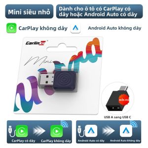 Bộ Chuyển Đổi Không Dây CarlinKit 5.0 Mini Ultra Cho Ô Tô Kết Nối Tự Động Qua Cổng OEM WiFi Bluetooth Android Auto CarPlay Không Dây Màu Xanh Đậm