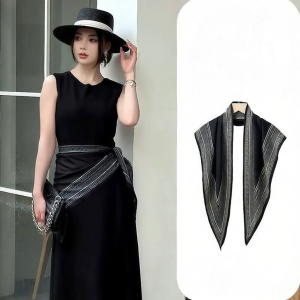 Wo Tion | Simple Stripe Silk Waist Belt