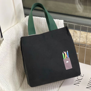 2025 New Fashion Canvas Lunch Box Bag Thermal Aluminum Foil Cute Cartoon Bento Bag Handbag for Office Workers Meal Carrier