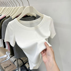 Áo Thun Nữ Tay Ngắn Dáng Ôm Màu Trắng Mùa Hè Cỡ Lớn Áo Lót Bên Trong Cho Phụ Nữ Trẻ Tuổi Thường Ngày Cổ Tròn