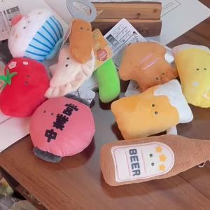 Ba lô phong cách Nhật Bản với mặt dây chuyền hình mắt nhỏ trang trí búp bê dễ thương đồ chơi nhồi bông trái cây cà chua sáng tạo