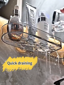 Bathroom Organizer Suction Cup Rack Wall Mounted Shelf No Drill Sink Storage Faucet Holder for Small Bathroom Renters and Apartments