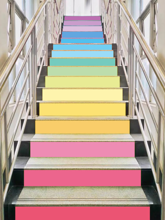 Color Stair Step Stickers Art Step Ladder Corridor Floor Vision ...