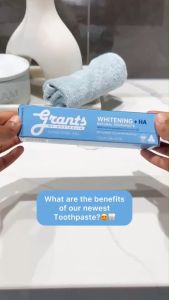 GRANTS ยาสีฟันไวท์เทนนิ่ง+HA ผสม COCONUT OIL ไม่มีซัลเฟต ไม่มีฟลูออไรด์ 110g