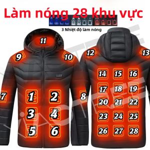 Áo Khoác Sưởi Ấm Bằng USB Cho Nam Và Nữ 28 Vùng Sưởi Thông Minh Tự Động Chống Thấm Nước Quần Áo Ấm Áp Cho Mùa Đông Cắm Trại Trượt Tuyết - Hiệu Suất Nhiệt