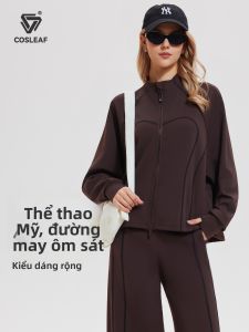 COSLEAF | Áo Khoác Thể Thao Phong Cách Dễ Dàng Form Rộng Có Mũi Kéo Phù Hợp Tập Yoga và Thể Dục