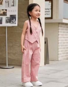 Gina 2 pcs/set Best Seller Sleeveless Vest Waistcoat & Wide Leg Pants for Girls Teen Set Terno Coordinates