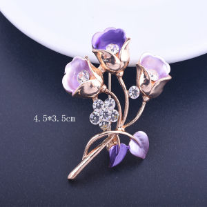 Pink Rose Flower Brooch Pin: Women's Fashion Accessories Anti-Light Fresh Outlined Alloy Plant Floral Patterned Brooch Pins
