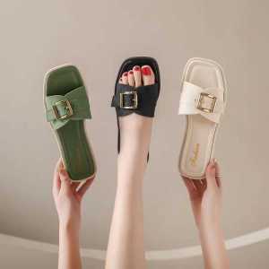 Womens Outdoor Slippers Summer Outwear Summer 2024 New Arrival Internet Celebrity Flats Fashion One-Word Sandals Non Slip Casual Beach