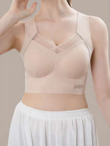 QIANLINGMEI | Plus Size Fixed Cup Anti-Shake Underwear for Large Breasts Sports Bra