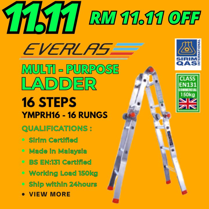 [YMPRH16] Everlas Multi purpose Ladder 16 Steps (150kg) Multi purpose