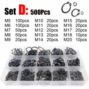 1Box GB894 M3 M4 to M20 Assortment Kit Black 65mn Stainless Steel Shaft Bearing Retaining Clip Snap Ring C Type External Circlip