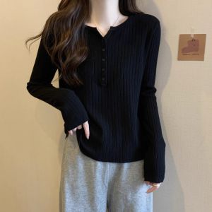 Little Girl Knitwear Long Sleeve Slim Fit Belly Covering Fashion Top for Autumn Winter Plus Size Versatile Outside Wear