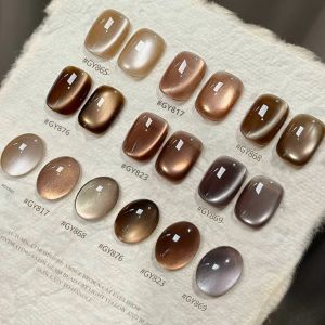 ยาทาเล็บเจล MEC 1-6 ชิ้น แฟชั่นล้ำสมัย สไตล์ชิค ฤดูใบไม้ร่วง ลายดวงจันทร์ ลายตาแมว 2025 สีช็อกโกแลตอำพัน พร้อมลูกปัดแก้ว อุปกรณ์ทำเล็บ