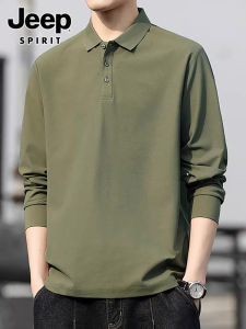 เสื้อยืดคอโปโลแขนยาวทรงหลวมสไตล์อเมริกันสำหรับผู้ชาย เสื้อเชิ้ตทรงปกติ ทรงหลวม ดูดีทุกสไตล์ เสื้อผ้าทำงานลำลอง