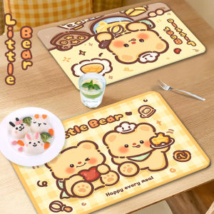 Cute Bear Table Mat Leather Heat Resistant Waterproof Oil Proof Non-Washable Home Use Heat Protection High Temperature Resistant Student New Model