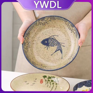 YWDL 8inch Japanese Dessert Salad Dinner Plate Ceramics Pasta Cake Serving Dish Dipping Sauce Dishes Hand-painted Tableware