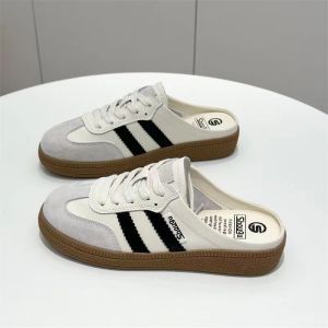 Giày Nữ Thường Ngày Mùa Hè Đế Phẳng Mũi Tròn Hở Mũi Đế PU Thời Trang Đế Cao Su Thoải Mái