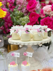 Pink Wedding Dessert Table Decoration Lace Sealing Cloth Flower Bow Tie Paper Flower Cup Cake Plug-In General Purpose Celebration Supplies