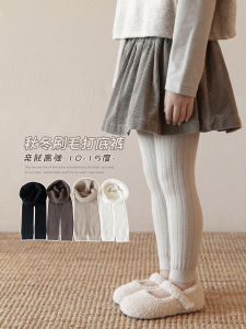 Thickened Fleece Childrens Leggings Autumn Winter Korean Style Pure Color Thin Fleece Baby Girl Pantyhose Underwear Trousers