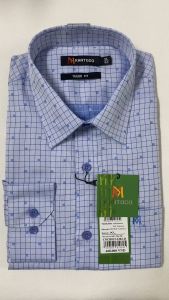 Sơ Mi Caro Tay Dài Màu Xanh Dương - Xanh Navy Form Tailor Fit Chống Nhăn Lai Bầu Áo Nam Khatoco