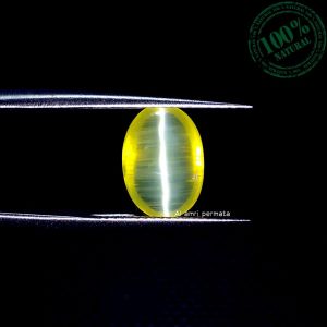 Batu Opal Cat Eye Natural Warna Kuning Bensin Original Bergaransi