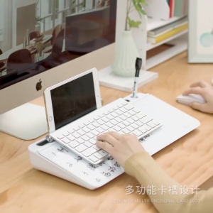 Deskboard Organizer - Desktop Whiteboard with Pen Phone & Tablet Holder Stand & Hidden Storage Compartment
