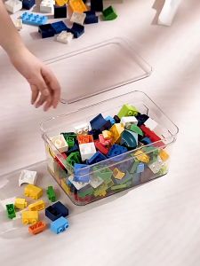 Storix PET Material Container Organizer with Handle with Lid Transparent Stackable for Kitchen Toys Bedroom Stationery
