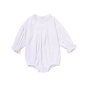 Girls Long Sleeve Onesie Pure Color Linen Baby Clothes Butt Wrap Summer Infant Outfit Cross-Border INS Baby Romper Onesies
