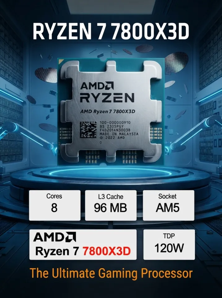 AMD | AMD Ryzen 7 7800X3D Desktop CPU 8-Core 16-Thread 5.0GHz 96MB