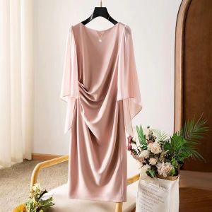 plus Size Spring Autumn A-Line Skirt Design Slimming Effectiveness Cover Belly Flattering Korean Style Commute Dress