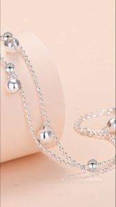 Celinewey 925 Silver Plated Jewelry Shining Ring Bells Charm Bracelet -117B