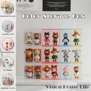 Tầm Nhìn 1 trong suốt PC Đồ Chơi Lưu Trữ Hộp Stackable Hộp đồ chơi sưu tập Lưu Trữ Mini Trường Hợp Đầy Màu Sắc Pop Mart hộp hiển thị Chống Bụi Sonny Thiên Thần Hiển Thị Trường Hợp Stackable Mô hình búp bê giá lưu trữ