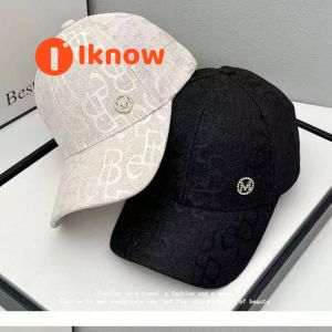 I know Elegant Diamond-Encrusted M Logo Fashion Baseball Cap for Women - Letter Jacquard Spring Summer Casual Sun Protection Hat
