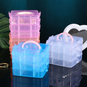 ใหม่ 1 ชิ้นสามชั้นกล่องเก็บเครื่องประดับที่ถอดออกได้โปร่งใสกล่องพลาสติกกล่องเครื่องมือของเล่นช่องเก็บยาง Band กล่อง