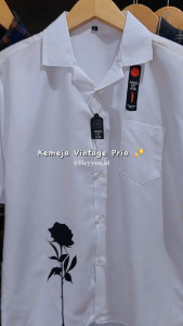 emeja Vintage Pria Lengan Pendek Kemeja Polos Pria Dengan Motif Dark Roses Korean Style Terbaru Kemeja Casual