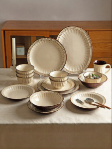 MODERN SWEETHOME | Retro Kiln-Changing Glaze Tableware Bowls Plate