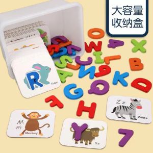 Ezylittles Wooden 26 Alphabet ABC and Number 123 Card Letters Animal Match Puzzles Cards Preschool Toy Early Learning Educational Toy