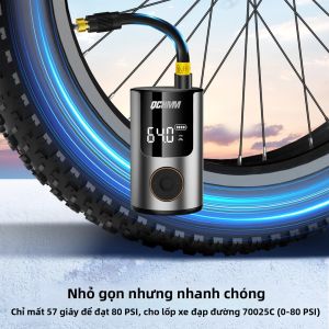 Bơm Xe Đạp Điện QCHMM 150 PSI Có Đèn LED Bơm Hơi Hợp Kim Cho Xe Đạp Xe Máy Và Các Loại Bơm Khác