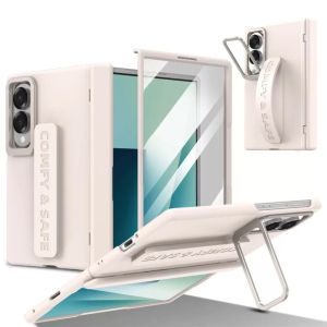 Ốp Lưng Điện Thoại Samsung Galaxy Z Fold Series Kèm Dây Đeo Tay Kính Cường Lực Mặt Trước Bảo Vệ Từ Tính Dành Cho Z Fold 8 Ultra 7 6 5 4 3