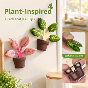 12Pcs Strong Magnetic Leaf Sealing Clips / Moisture-proof Holding Clips / for Snacks Tea Bags Spice / Kitchen Fridge Organizer