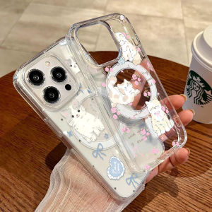 Magnetic Suction Phone Case for iPhone 14111213xr Apple 15Promax Phone Case Xsmax Bows Transparent Acrylic Case