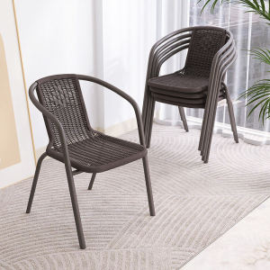 SUNNY Rattan Chair Durable Outdoor Chair Scratch-Resistant Dining Chair With Armrest Stackable Portable Camping Chair
