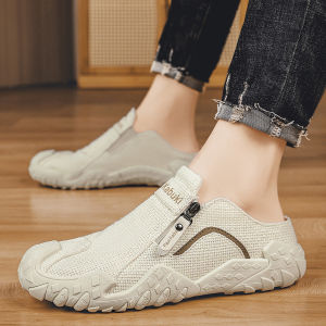 Breathable Deodorizing Mens Half Slippers Hemp