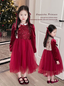 Girls Fleece Lined Dress Winter Outfit Children Christmas Princess Skirt Little Girl Fashionable New Years Clothes Dress