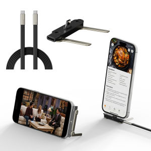 240W 2-in-1 Fast Charging Data Cable with Foldable Phone Holder Type-C to Type-C PD Bracket Stand for Phone Tablet 1.5M