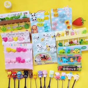 6pcs/Set Cute Dinosaur Fruit Fork Cute Dinosaur Cartoon Animal Fruit Food Toothpicks Lunches Decor Party Desserts Forks