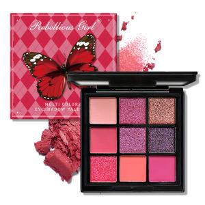 Bảng Phấn Mắt 9 Màu Đỏ & Hồng Kết Thúc Lì Nhũ Kim Loại Dành Cho Trang Điểm Mắt Khói Trang Điểm Ngày Lễ Nổi Bật Lâu Trôi Màu Đỏ Sẫm