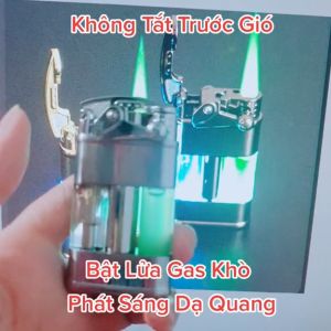 Bật Lửa Gas Khò Lộ Thiên 911 Cát Dạ Quang Có Đèn Led ( Có Hộp ) Phát Sáng Trong Tối